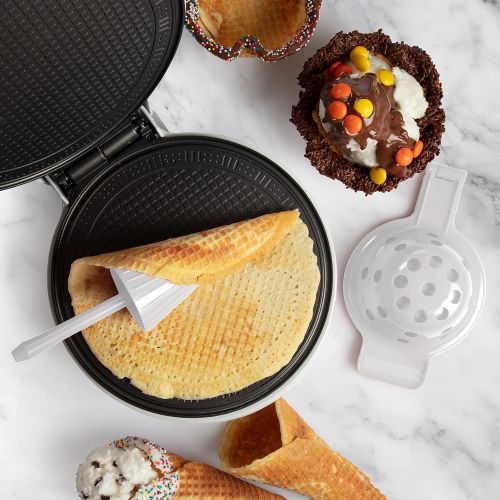  CucinaPro Waffle Cone and Bowl Maker- Includes Shaper Roller and Bowl Press- Homemade Ice Cream Cone Iron Machine - Special Birthday Treat, Gift Giving or Entertaining Fun