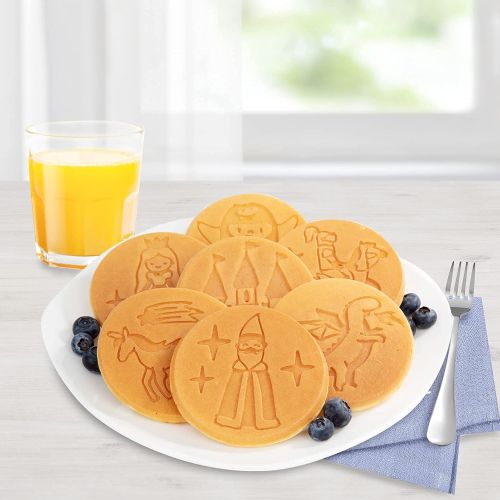  CucinaPro Fantasy Friends Mini Pancake Pan-Make 7 Unique Flapjacks Featuring a Princess Prince Fairy Castle & More, Nonstick Griddle for Breakfast Magic & Easy Cleanup-Fun Gift for Kids & Ad
