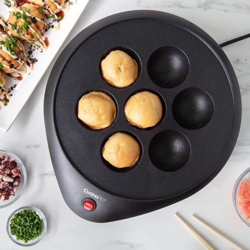  [아마존베스트]CucinaPro Takoyaki Pan and Ebelskiver Maker - Electric Non-stick Baker for Octopus Balls, Aebleskivers, Donut Holes and Cake Pops