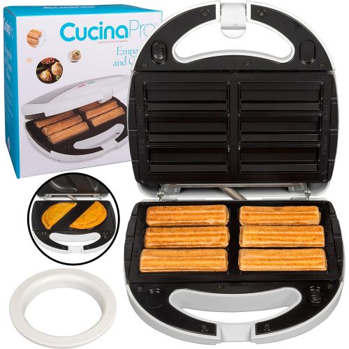 [아마존베스트]CucinaPro Empanada and Churro Maker Machine- Cooker w 4 Removable Plates- Easier than Empanada Press or Churro Press- Includes Dough Cutting Circle for Easy Dough Measurement, Fun Gift