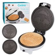 CucinaPro Emoji Waffler & Pancake Maker w Interchangeable Plates - Choose either 8 Diameter Smiley Face Waffles OR Pan Cakes - Non-stick Electric Griddle Iron