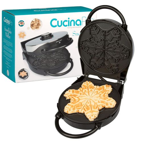  CucinaPro Snowflake Waffle Maker- Non-Stick Winter Holiday Waffler Iron Griddle w Adjustable Browning Control