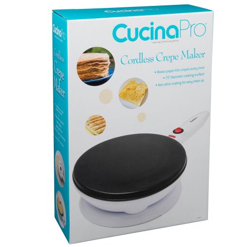  CucinaPro Cordless Crepe Maker with Recipe Guide - 1447, 100% Non-Stick Surface