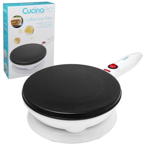  CucinaPro Cordless Crepe Maker with Recipe Guide - 1447, 100% Non-Stick Surface