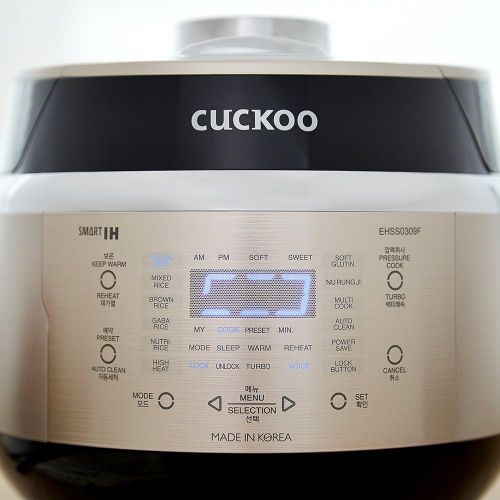  Cuckoo Electric Induction Heating Rice Pressure Cooker (3-Cup) - Full Stainless Interior with Non-Stick Coating - 3-Language Voice Navigation and LED Screen with Touch Selection Me