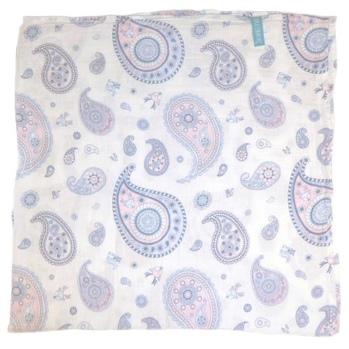  Cuddle Country Muslin Swaddle Blankets for Newborn Baby Girls | Unique Pink Floral Paisley Design with Woodland Creatures incl. Fox, Bear, Bunny Rabbit | Mix-Pack with Both Cotton and Bamboo | XL