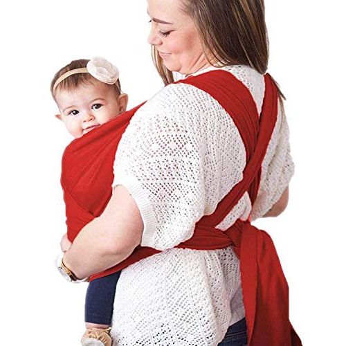  9-in-1 CuddleBug Baby Wrap Sling + Carrier - Newborns & Toddlers up to 36 lbs - Hands Free - Gentle, Stretch Fabric - Ideal for Baby Showers - One Size Fits All (Red)