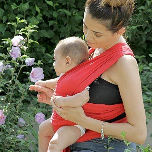  9-in-1 CuddleBug Baby Wrap Sling + Carrier - Newborns & Toddlers up to 36 lbs - Hands Free - Gentle, Stretch Fabric - Ideal for Baby Showers - One Size Fits All (Red)