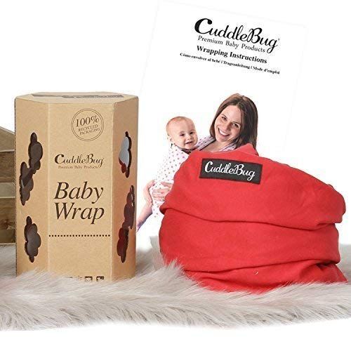  9-in-1 CuddleBug Baby Wrap Sling + Carrier - Newborns & Toddlers up to 36 lbs - Hands Free - Gentle, Stretch Fabric - Ideal for Baby Showers - One Size Fits All (Red)