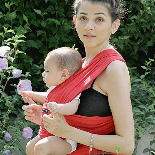  9-in-1 CuddleBug Baby Wrap Sling + Carrier - Newborns & Toddlers up to 36 lbs - Hands Free - Gentle, Stretch Fabric - Ideal for Baby Showers - One Size Fits All (Red)