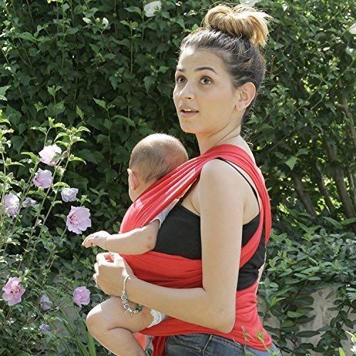  9-in-1 CuddleBug Baby Wrap Sling + Carrier - Newborns & Toddlers up to 36 lbs - Hands Free - Gentle, Stretch Fabric - Ideal for Baby Showers - One Size Fits All (Red)