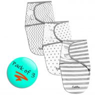 CuddleBug Adjustable Baby Swaddle Blanket & Wrap (Spots & Stripes), Pack of 3 (Small/Medium 0-3...
