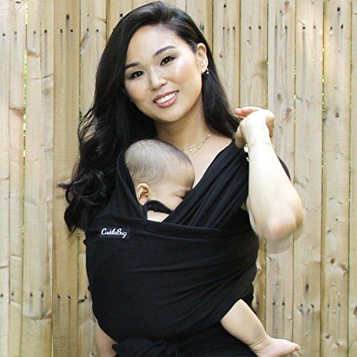  [아마존베스트]Baby Wrap - Ergo Baby Carrier by CuddleBug - Available in 9 Colors - Baby Sling, Baby Wrap Carrier, Nursing Cover and Baby Slings and Wraps for Infants and Newborn (Black)