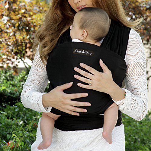  [아마존베스트]Baby Wrap - Ergo Baby Carrier by CuddleBug - Available in 9 Colors - Baby Sling, Baby Wrap Carrier, Nursing Cover and Baby Slings and Wraps for Infants and Newborn (Black)