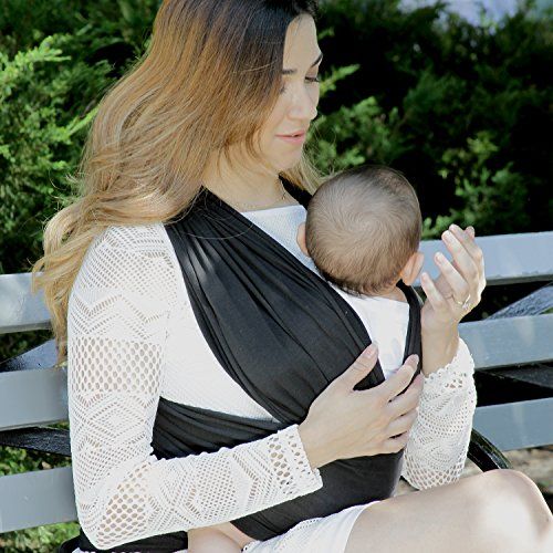  [아마존베스트]Baby Wrap - Ergo Baby Carrier by CuddleBug - Available in 9 Colors - Baby Sling, Baby Wrap Carrier, Nursing Cover and Baby Slings and Wraps for Infants and Newborn (Black)