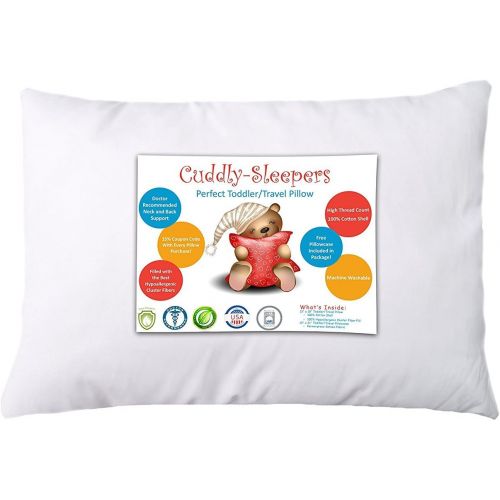  [아마존베스트]Cuddly Sleepers 100% Hypoallergenic Toddler Pillow w/ TWO FREE PILLOWCASES! Dr. Recommended. Made in USA.
