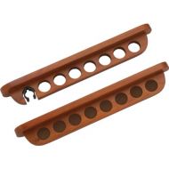 CueStix International 7 Pool Cue Stained Wood Wall Rack with Clip for Bridge Cue