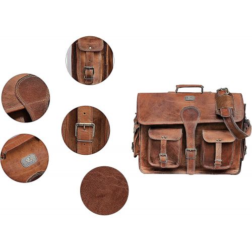  [아마존베스트]Cuero DHK 18 Inch Vintage Handmade Leather Messenger Bag Laptop Briefcase Computer Satchel bag For Men (DARK BROWN)
