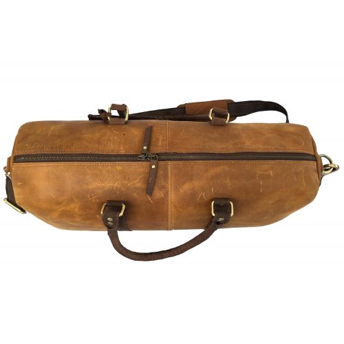  Cuero 20 Inch Real buffalo Leather Large Handmade Travel Luggage Bags in Square Big bag Carry On