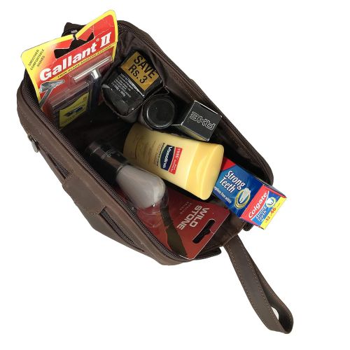  Cuero Leather Unisex Toiletry Bag Travel Dopp Kit Grooming and Shaving Kit ~ for Men Women