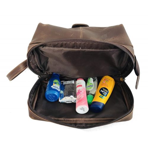  Cuero Leather Unisex Toiletry Bag Travel Dopp Kit Grooming and Shaving Kit ~ for Men Women