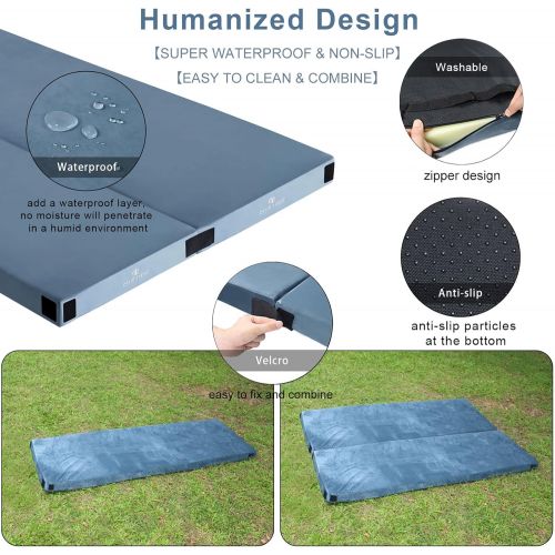  CuieTuee Memory Foam Camping Mattress Pad Gel-Infused [72x24x2.8][75x30x2.8] Sleeping Pad Sleeping Mat, Roll Up Mattress, Portable Waterproof Cot Pad Floor Bed Car Camping Outdoor