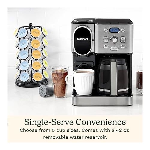 Cuisinart Coffee Maker, 12-Cup Glass Carafe, Automatic Hot & Iced Coffee Maker, Single Server Brewer, Stainless Steel, SS-16
