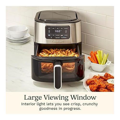  Cuisinart Air Fryer Oven - 6-Qt Basket Stainless Steel Air Fryer - Dishwasher-Safe Parts with 5 Presets - Roast, Bake, Broil, Air Fry and Keep Warm - Quick & Easy Meals - AIR-200