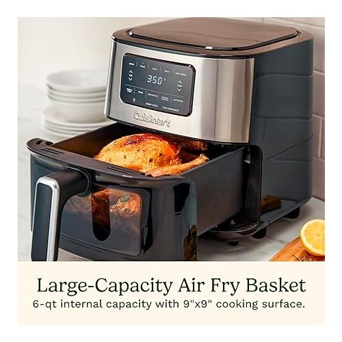  Cuisinart Air Fryer Oven - 6-Qt Basket Stainless Steel Air Fryer - Dishwasher-Safe Parts with 5 Presets - Roast, Bake, Broil, Air Fry and Keep Warm - Quick & Easy Meals - AIR-200