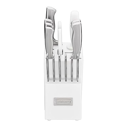  Cuisinart C77SS-15PK 15-Piece Stainless Steel Hollow Handle Block Set, Glossy White