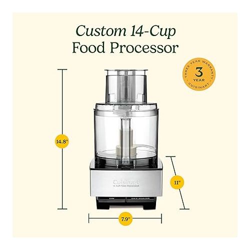  Cuisinart Food Processor 14-Cup Vegetable Chopper for Mincing, Dicing, Shredding, Puree & Kneading Dough, Stainless Steel, DFP-14BCNY