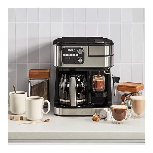  Cuisinart Coffee Maker Barista System, Coffee Center 4-In-1 Coffee Machine, Single-Serve Coffee, Espresso & Nespresso Capsule Compatible, 12-Cup Carafe, Black, SS-4N1