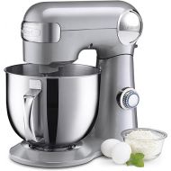 Cuisinart Stand Mixer, 12 Speeds, 5.5-Quart Mixing Bowl, Chef's Whisk, Flat Mixing Paddle, Dough Hook, and Splash Guard with Pour Spout, Silver Lining, SM-50BC, Silver Lining