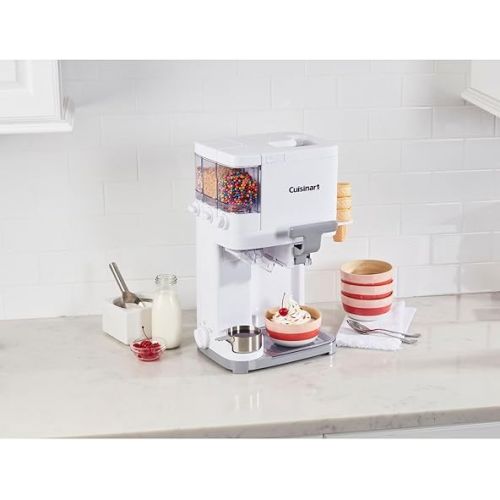  Cuisinart Soft Serve Ice Cream Machine- Mix It In Ice Cream Maker for Frozen Yogurt, Sorbet, Gelato, Drinks 1.5 Quart, White, ICE-48