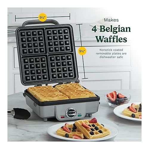  Cuisinart WAF-300P1 Belgian Waffle Maker with Pancake Plates, Brushed Stainless