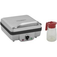 Cuisinart WAF-300P1 4-Slice Belgian Waffle Maker Bundle with Pancake Plates, and GoodCook 12 oz. Glass Syrup Dispenser with Lid (2 Items)