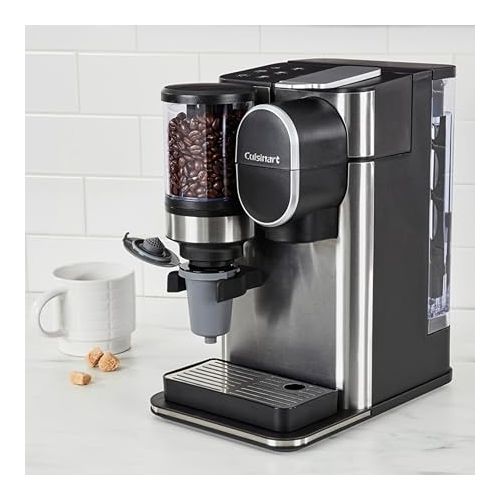  Cuisinart Single Serve Coffee Maker + Coffee Grinder, 48-Ounce Removable Reservoir, Stainless Steel, DGB-2SS