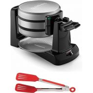 Cuisinart WAF-F40 Double Flip Belgian Waffle Maker with 8-Inch Nylon Flipper Tongs Bundle (2 Items)