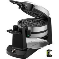 Cuisinart WAF-F40 Double Flip Belgian Waffle Maker Black/Stainless Bundle with 1 YR CPS Enhanced Protection Pack