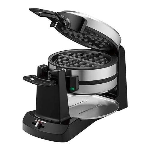  Cuisinart WAF-F40 Double Flip Belgian Waffle Maker Black/Stainless Bundle with 1 YR CPS Enhanced Protection Pack