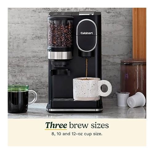  Cuisinart Single Serve Coffee Maker + Coffee Grinder, 48-Ounce Removable Reservoir, Black, DGB-2