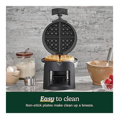  Cuisinart WAF-F30 Round Flip Belgian Waffle Maker, Black/Silver, 1 inch thick