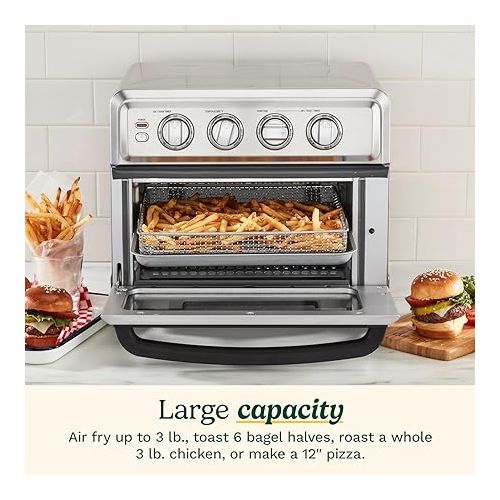  Cuisinart Air Fryer + Convection Toaster Oven, 8-1 Oven with Bake, Grill, Broil & Warm Options, Stainless Steel, TOA-70