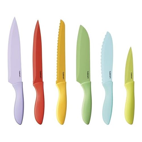  Cuisinart 12-Piece Kitchen Knife Set, Advantage Color Collection with Blade Guards, Multicolored, C55-12PCER1