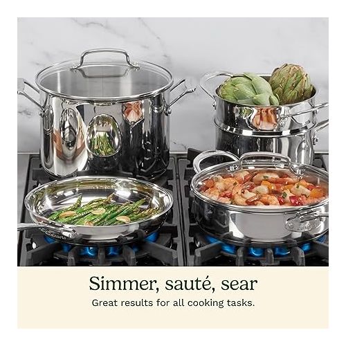  Cuisinart 11-Piece Cookware Set, Chef's Classic Stainless Steel Collection 77-11G