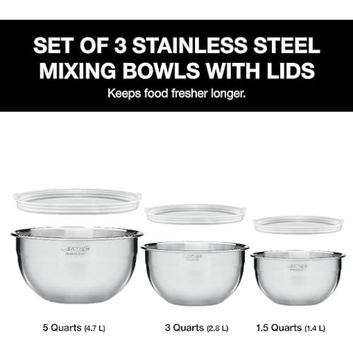  Cuisinart Mixing Bowl Set, Stainless Steel, 3-Piece, CTG-00-SMB