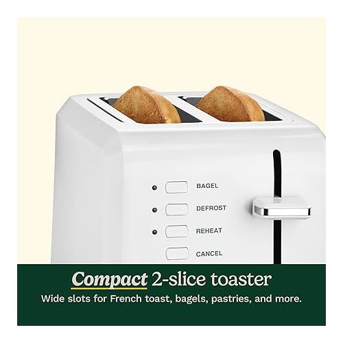  Cuisinart 2-Slice Toaster Oven, Compact, White, CPT-122