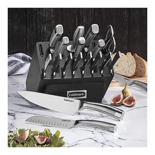  Cuisinart C77SS-19P Normandy 19 Piece Cutlery Block Set, Stainless Steel Ashwood Black