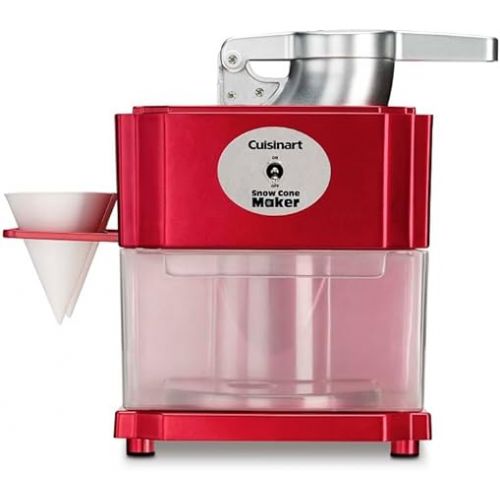  Cuisinart Snow Cone Machine - Makes 5 Icy Cones for Slushies & Frozen Drinks - Includes Reusable & Paper Cones, Red, SCM-10P1