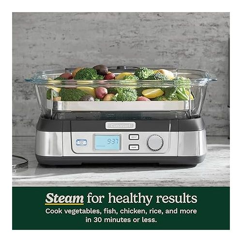  Cuisinart STM-1000 Cook Fresh Digital Glass Steamer, One Size, Stainless Steel